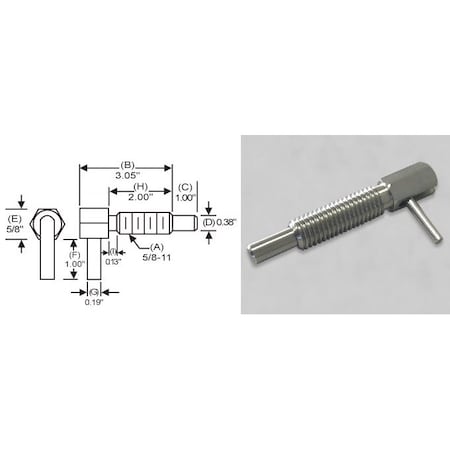 L-Handle Lock,Nose P,5/8-11,2